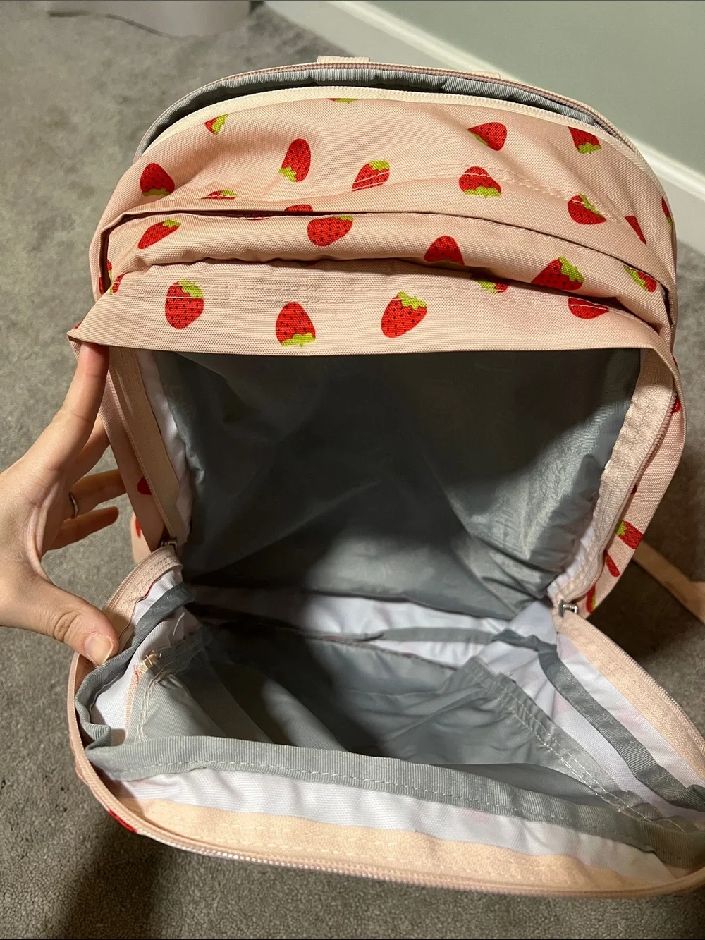 Jansport Pink Strawberry Print Backpack